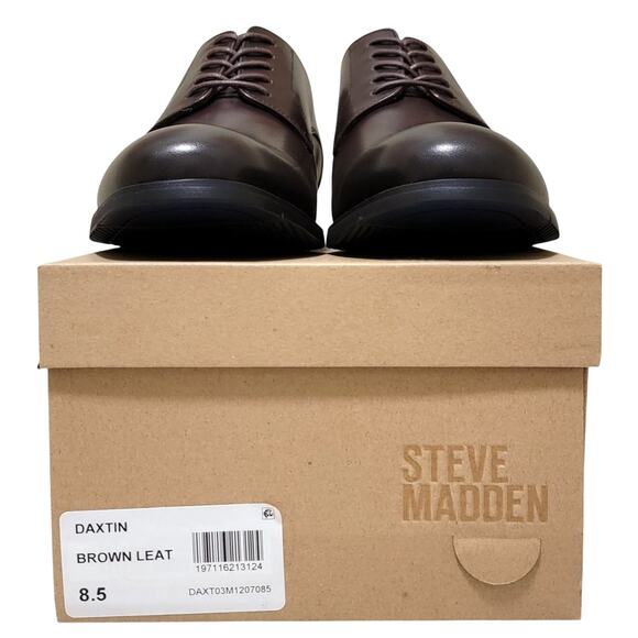 Steve Madden Men Plain Toe Derby Oxfords Daxtin Size US 8.5M Brown Leather main image 4